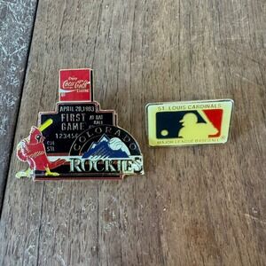 Vintage 1993 Colorado Rockies Cardinals First Game‎ & Cardinals MLB Logo Pin